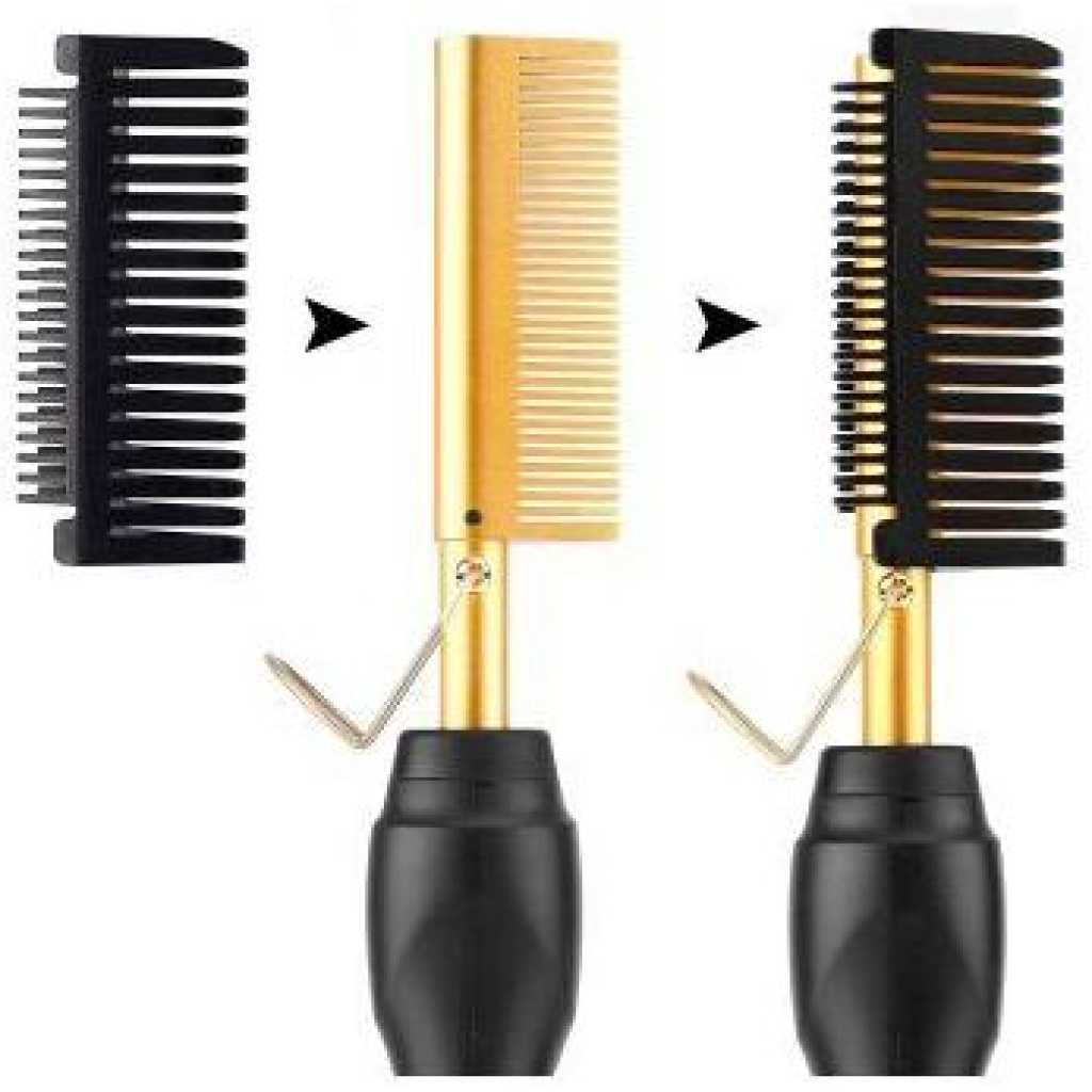 Electric Hot Comb Hair Straightener, High Heat Adjustable Temperature Iron Comb Straightening or Curly Hair - Pressing Combs for Natural Black Hair African American Hair & Wigs