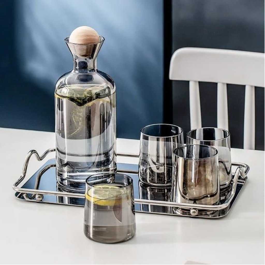 Glass Carafe Water Pitcher with Wood Lid, Kettle, Drinking Cup, Tea Pot, Juice Jug, Household Drinkware