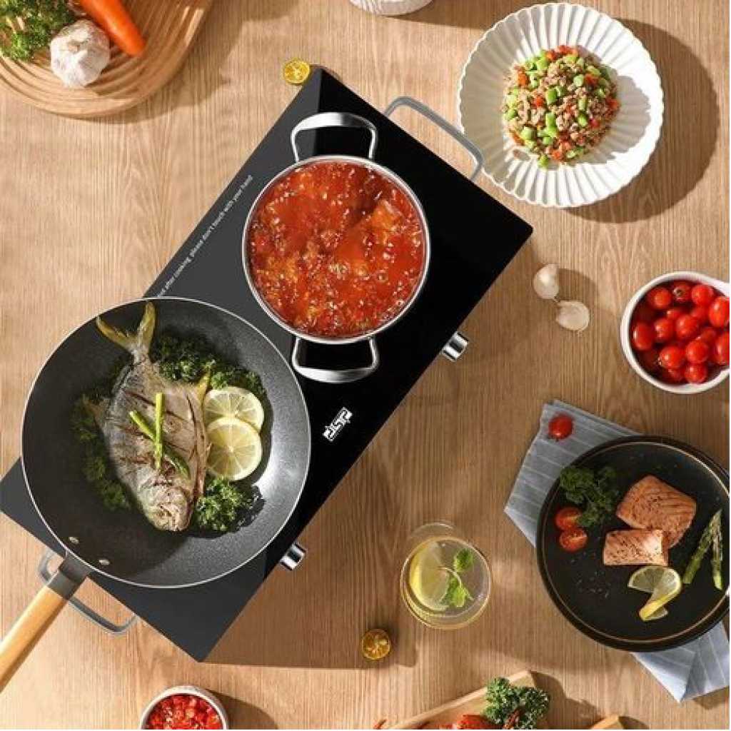 Dsp Double Seat Electric Infrared Cooker Induction Heater Ceramic Glass Plate LED Display Control Timer -Multicolor