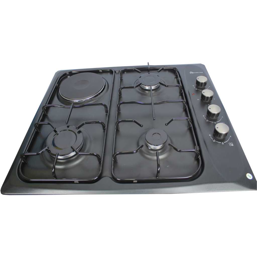 Blueflame Built-in Hob 60x60cm, Cooktop, 3 Gas + 1 Electric Plate, Auto Gas Ignition B431-UP - Black