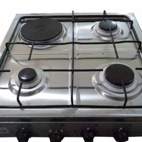 Blueflame Desktop Gas Cooker, 3 Gas + 1 Electric Plate, Auto Ignition, Combo Cooktop - Inox