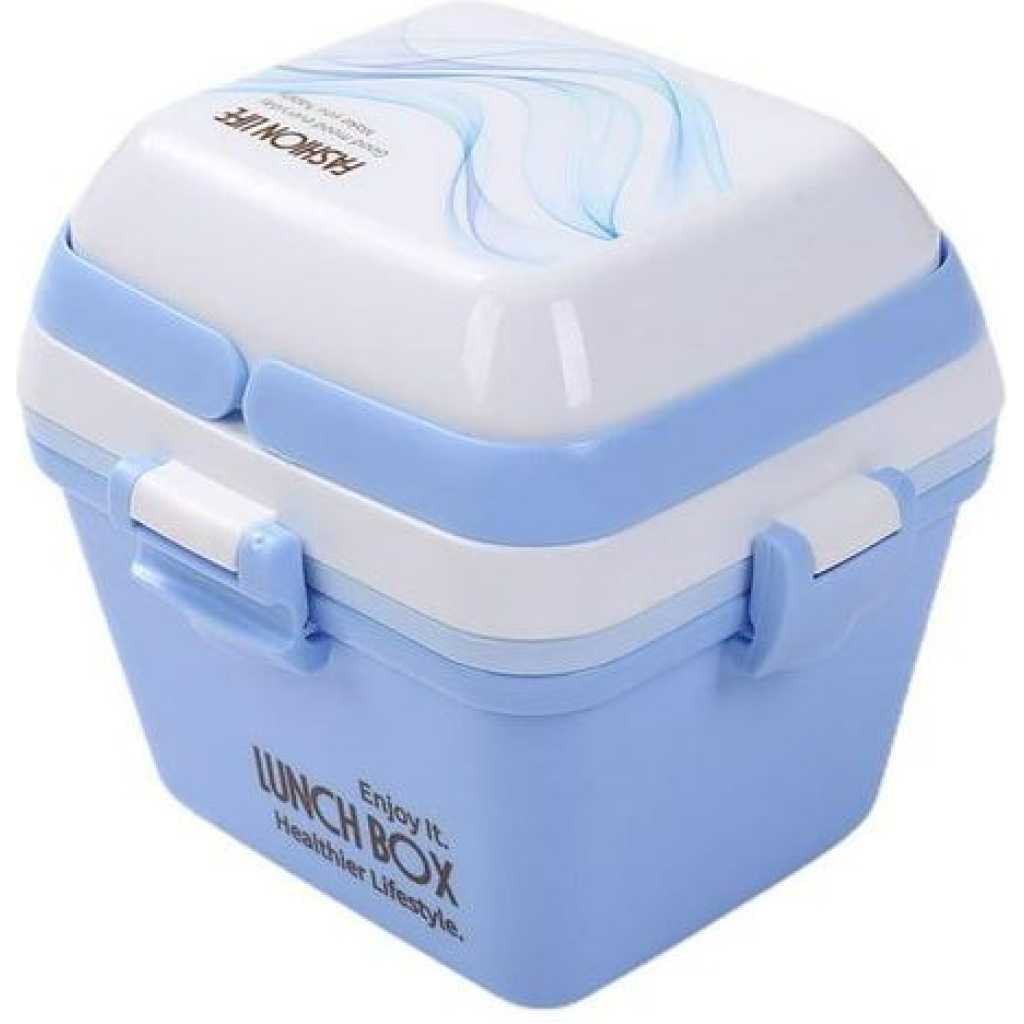 Storage Lunch Box with Hidden Handle Four-sided Buckle Mobile Phone Holder Plastic Bento Box Three Separation Food Warmer Container Box