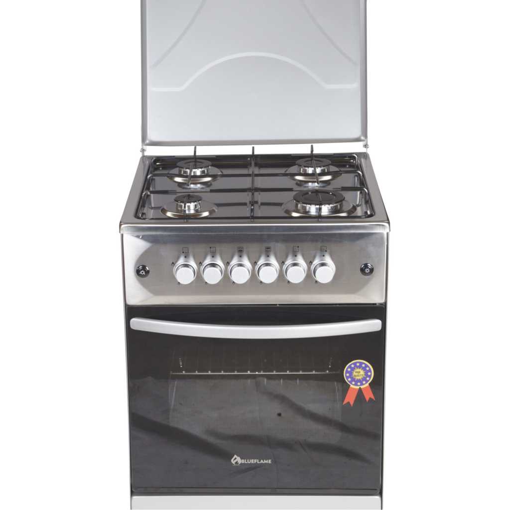 BlueFlame Full Gas Cooker S5040GR-I 50x55cm, Gas Oven & Grill, Auto Ignition, Rotisserie, Stainless Steel Body - Inox