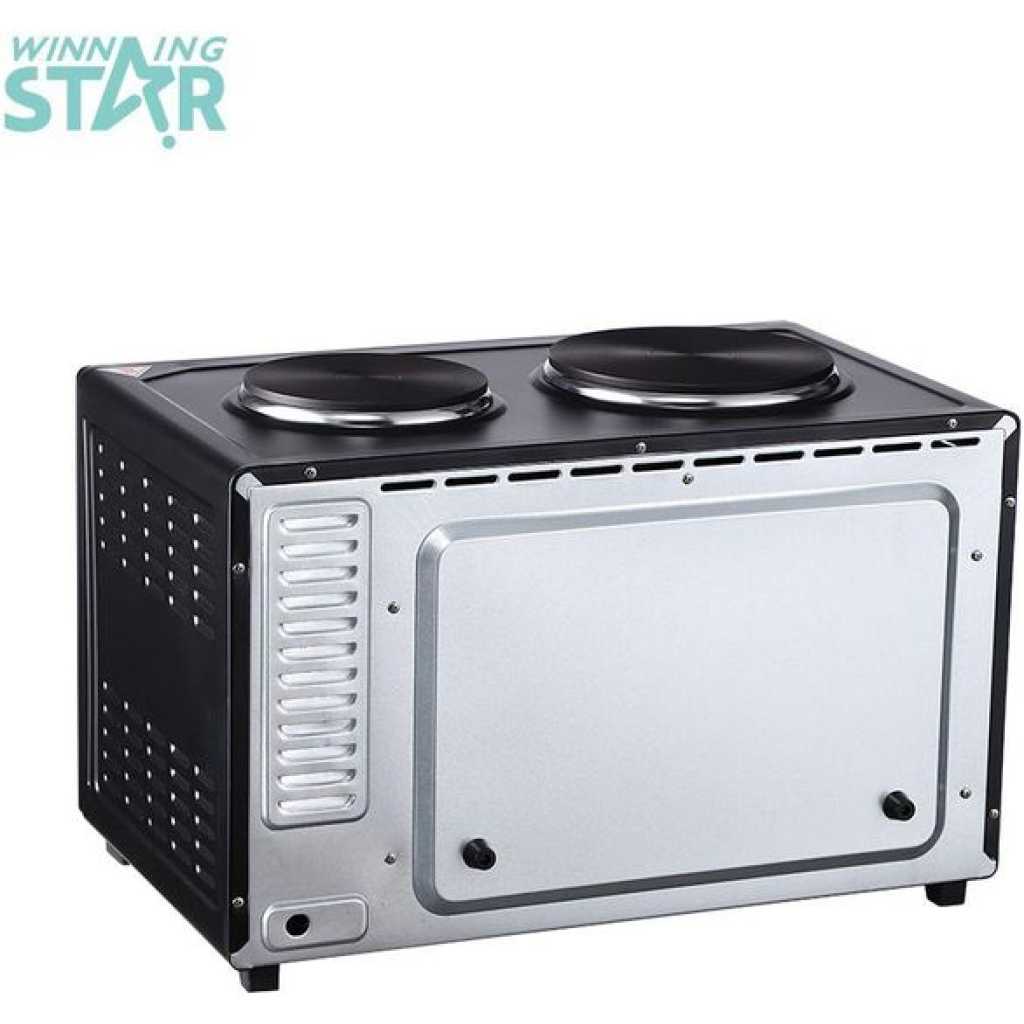 Winningstar 2 IN1 40Litres Baking Electric Oven Cooker With 2 Hot Plates- Black