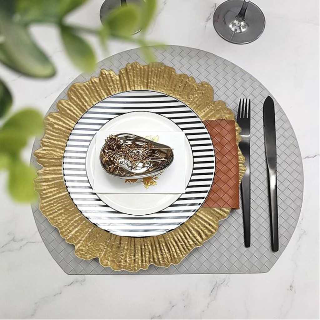 12 Pieces Of Reef Gold Charger Plates, Set of 6 Decorative Chargers for Dinner Plates Bulk for Wedding, Party, Holiday, Thanksgiving, Christmas Table Setting Gold