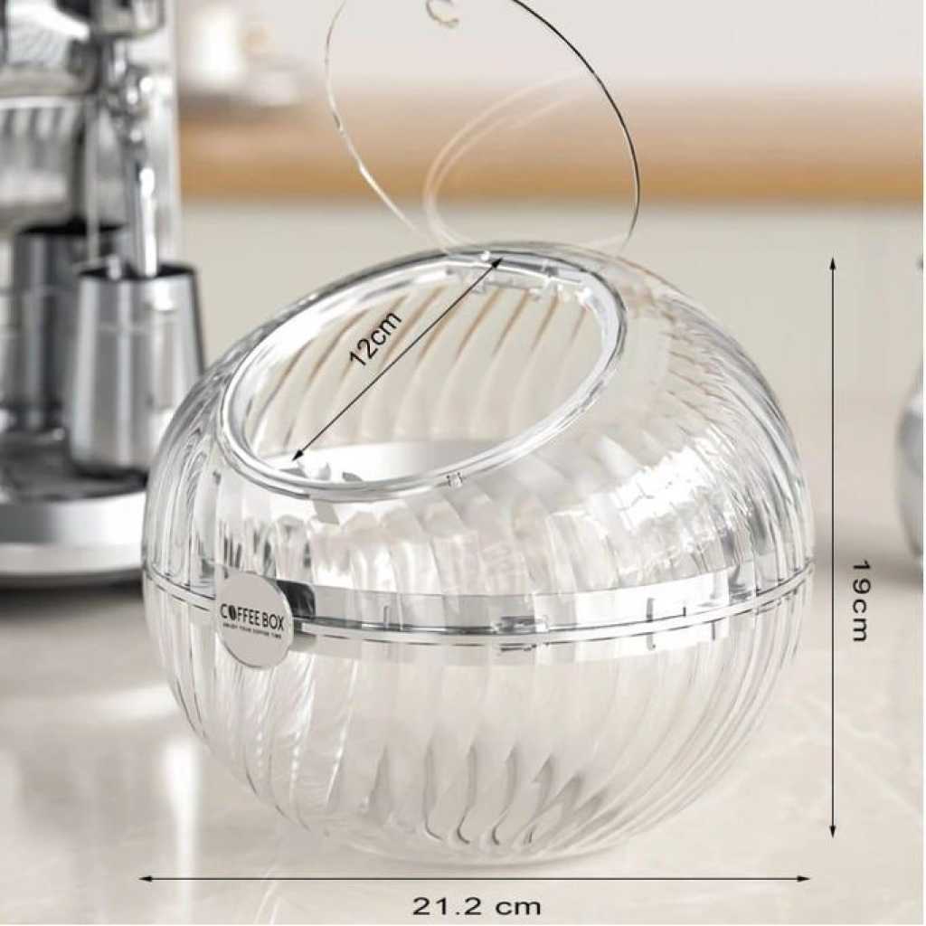 Transparent Spherical Coffee Capsule Holder Tabletop Storage Box Decorative Jar Organizer Candy Snack Pot With Lid For Sweeteners Sugar Packets Creamer