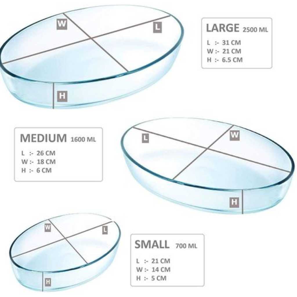 3 Pieces Of Glass Baking Dishes Set Casserole Oval Baking Bowl Pan Clear Bakeware Set, Pans for Cake Dinner, Kitchen Serveware Bakeware- Clear