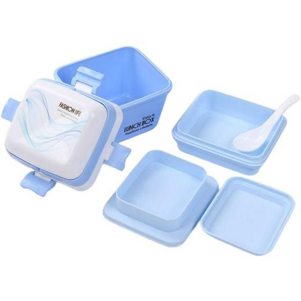 Storage Lunch Box with Hidden Handle Four-sided Buckle Mobile Phone Holder Plastic Bento Box Three Separation Food Warmer Container Box