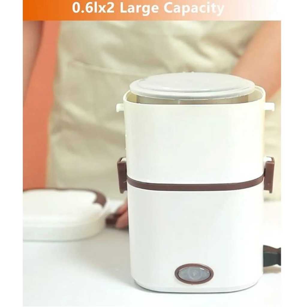Electric Lunch Box Food Heater 1/2 Layers Heated Lunch Boxes Double Protection Stainless Steel Portable Mini Microwave Food Warmer for Adults Workplace Travel