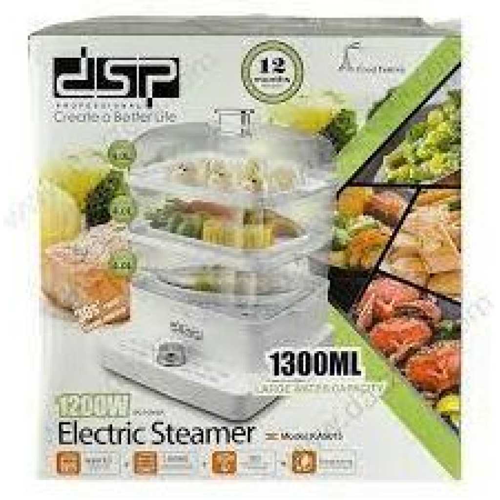 Dsp 1300ML 3 Tier Electric Vegetable Food Steamer Cooking Pot- White