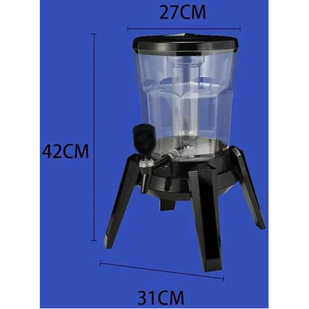 Beer Tower 3L/102oz Beverage Dispenser Distribution Wine Bar Beer Barrel Container with Ice Tube With Faucet Drink Dispenser for Barbecue Dispenser- Multicolor