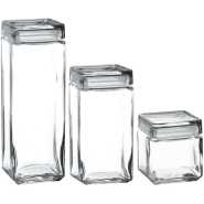 4 Piece Of Transparent Square Acrylic Storage Jars Stackable Clear Food Preserve Airtight Container With Lids Organizer Canisters