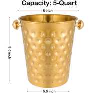 Fashionable And Creative Ice Bucket Stainless Steel Golden Hammered Mirror Pattern Ice Bucket Wine Champagne Ice Barrel For Party, Wedding, Banquet