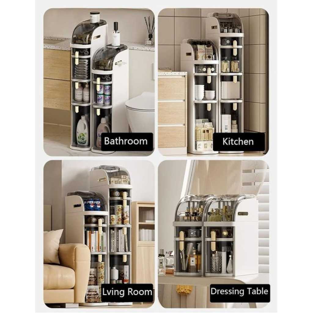 3 Tier Shower Floor Storage Cabinet 7in Narrow Corner Tall Slim Bathroom Storage Tower with Clear Drawers Cart And Casters Side Storage Organizer Cabinet For Tiny Kitchen Laundry Toilet Gap Living Room Children's Room Office Waterproof Side Organizer