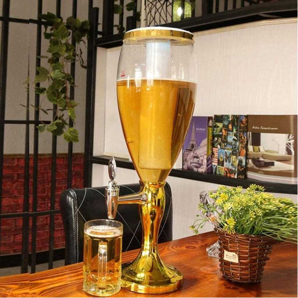 3L Beer Tower Dispenser, Tabletop Beer Tower with LED Lights,Tap And Removable Freeze Ice Tube, Durable Beverage Tower Dispenser Perfect for Party Home Bar Family Buffet Restaurant