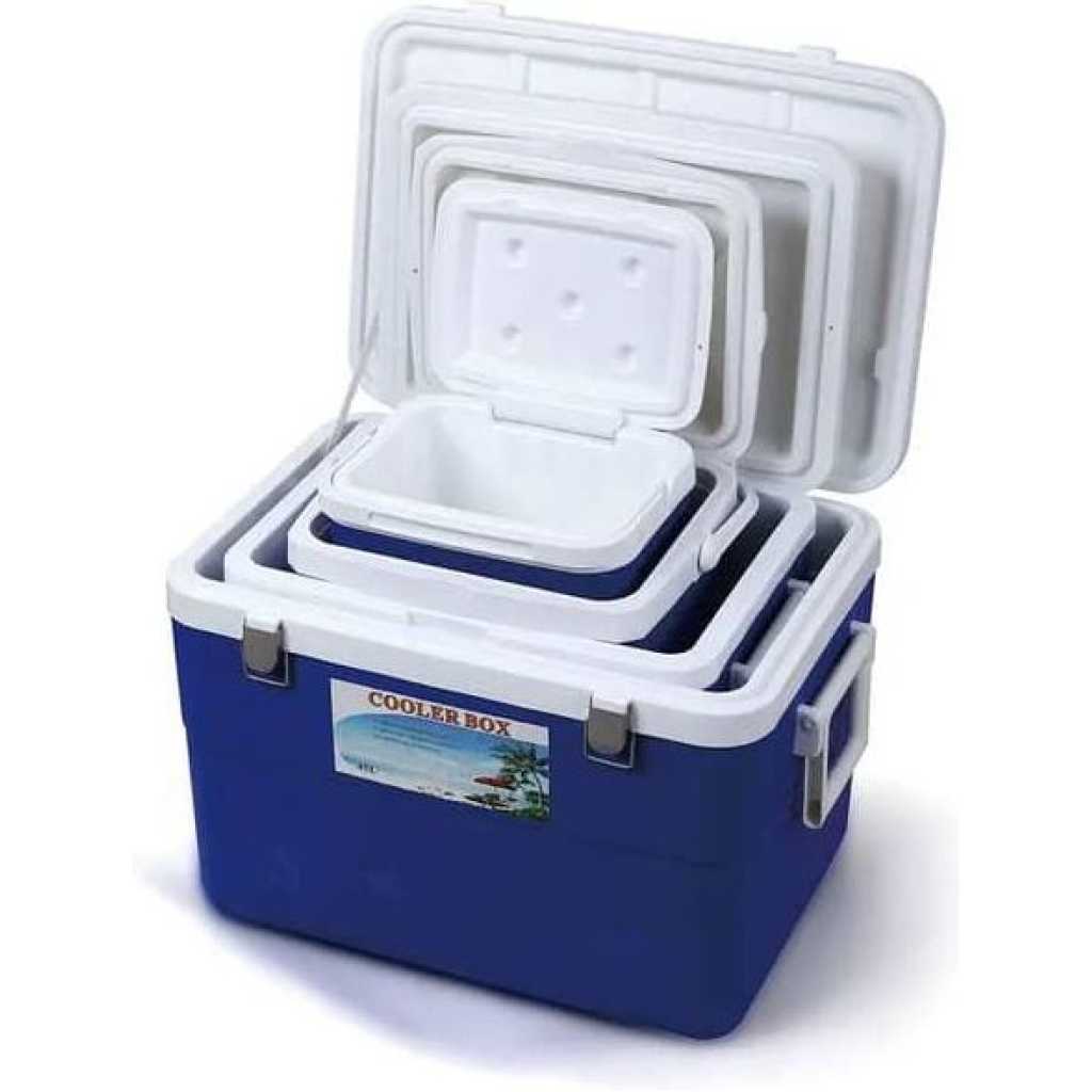 4 Set Of 5L 13L 27L 45L Plastic Cooler Box, Outdoor Waterproof Insulated Ice Cooler Box Lunch Box For Camping Picnic Beach Car Cans Fish Barbecues Food- Multicolor