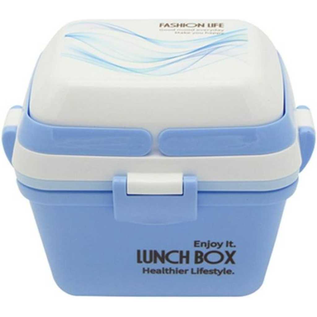 Storage Lunch Box with Hidden Handle Four-sided Buckle Mobile Phone Holder Plastic Bento Box Three Separation Food Warmer Container Box