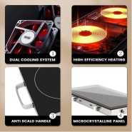 Dsp Double Seat Electric Infrared Cooker Induction Heater Ceramic Glass Plate LED Display Control Timer -Multicolor
