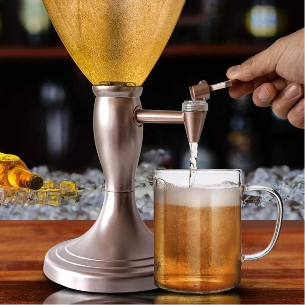 3L Beer Tower Dispenser, Tabletop Beer Tower with LED Lights,Tap And Removable Freeze Ice Tube, Durable Beverage Tower Dispenser Perfect for Party Home Bar Family Buffet Restaurant