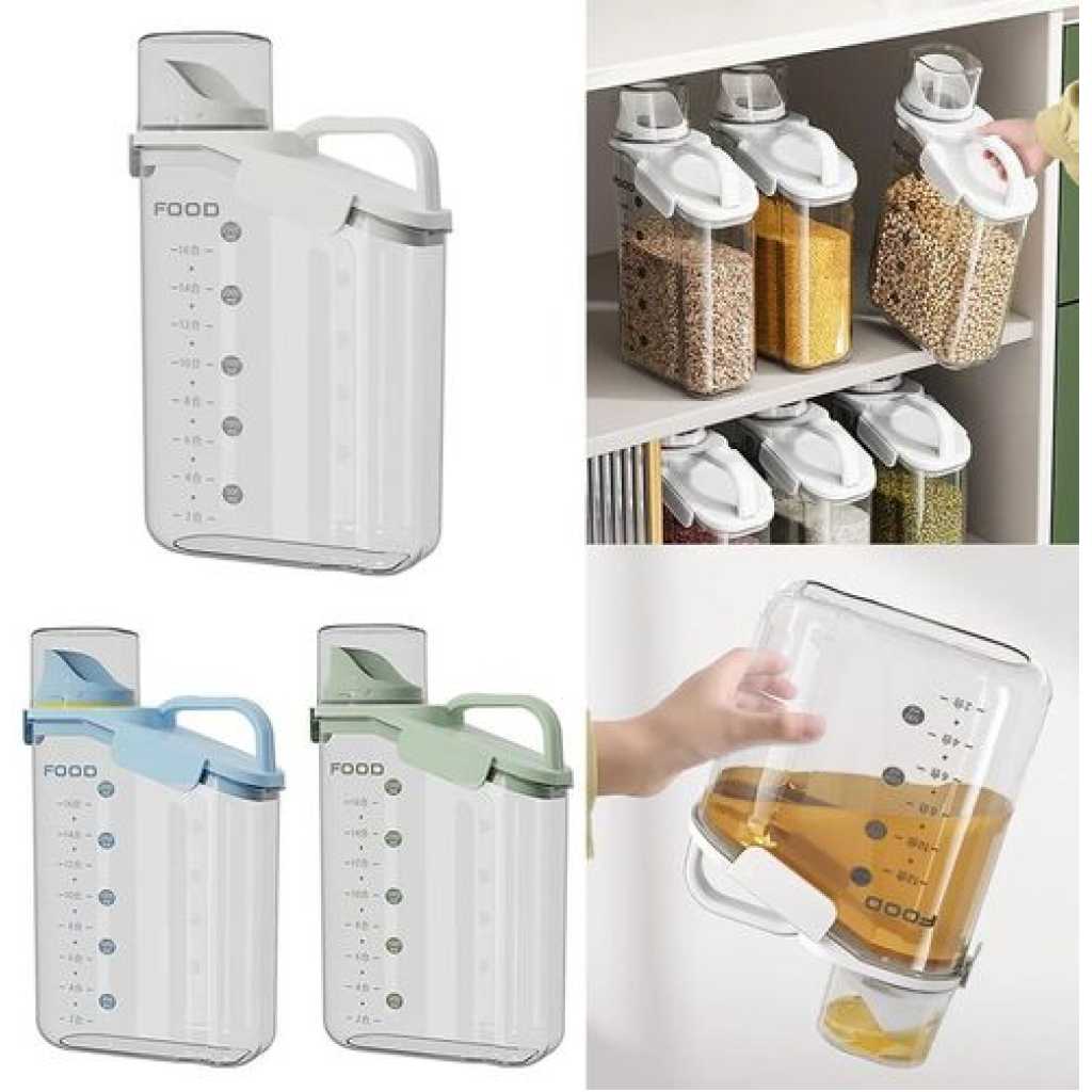 3 Pieces Of 2500ml, 1800ml, 1500ml Cereal Containers Storage Dispenser, Airtight Dry Food Storage Containers with Lids BPA Free Cereal Dispensers for Flour, Sugar, Grain, Rice Beans & Baking Supply Storage Bin