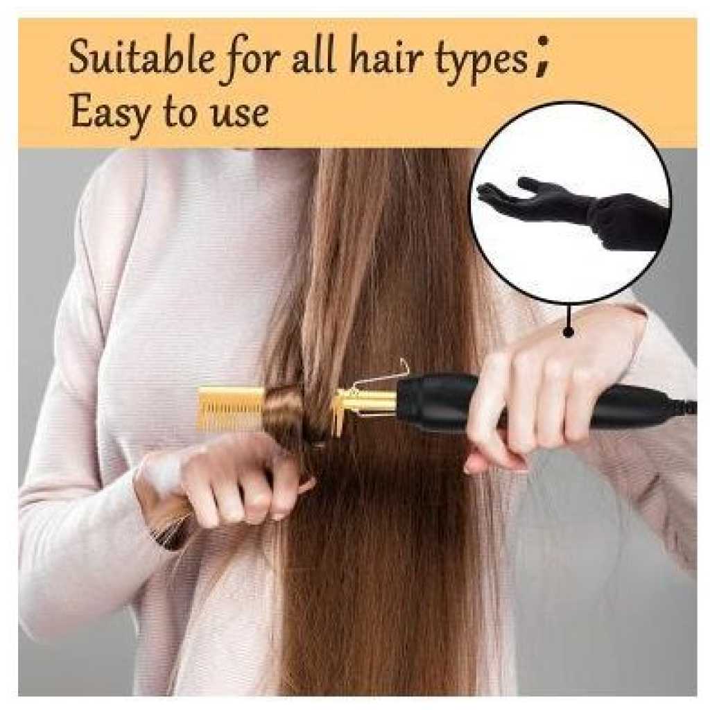 Electric Hot Comb Hair Straightener, High Heat Adjustable Temperature Iron Comb Straightening or Curly Hair - Pressing Combs for Natural Black Hair African American Hair & Wigs