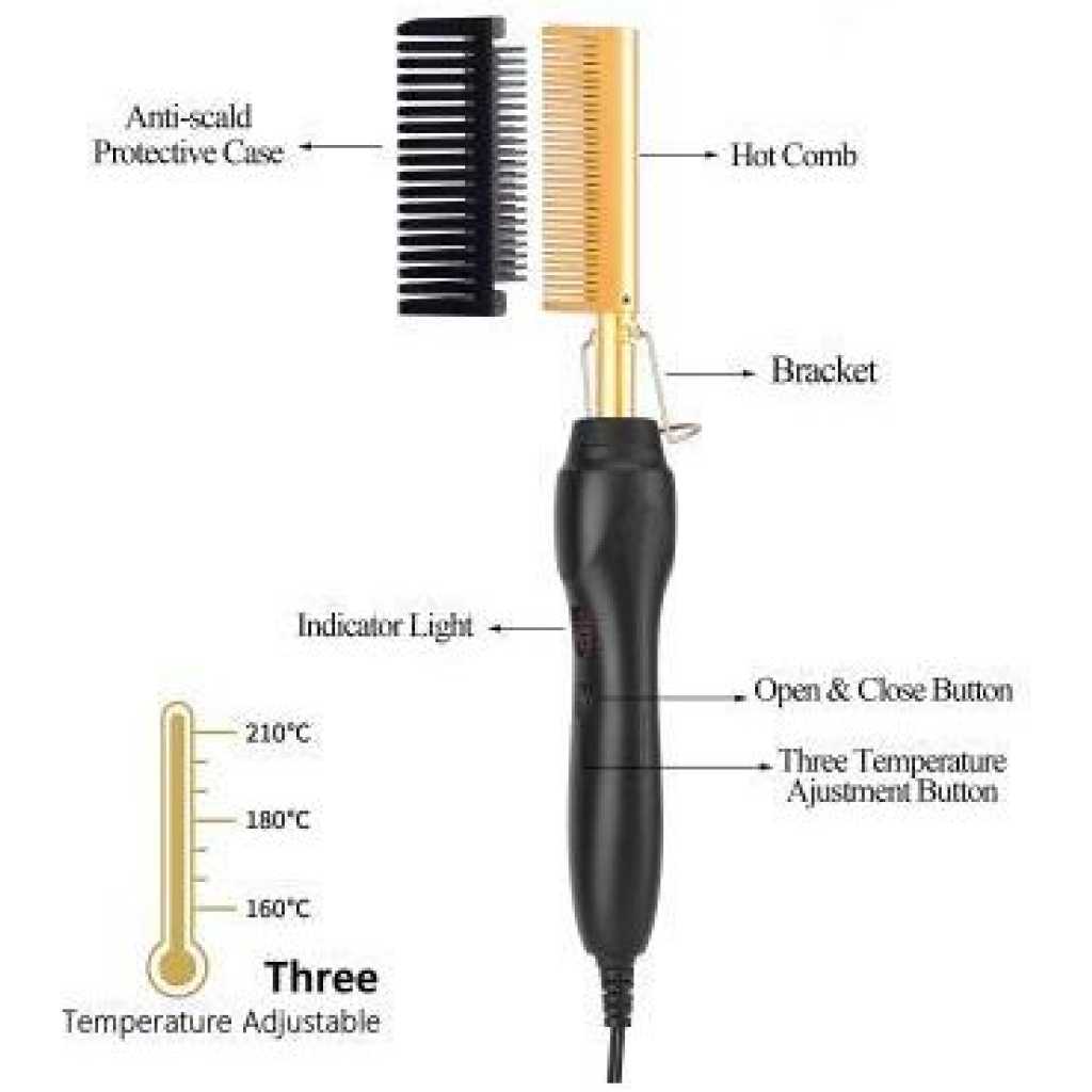 SHARE THIS PRODUCT Electric Hot Comb Hair Straightener, High Heat Adjustable Temperature Iron Comb Straightening or Curly Hair - Pressing Combs for Natural Black Hair African American Hair & Wigs