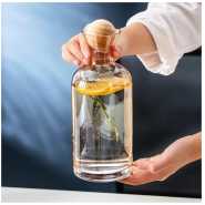 Glass Carafe Water Pitcher with Wood Lid, Kettle, Drinking Cup, Tea Pot, Juice Jug, Household Drinkware