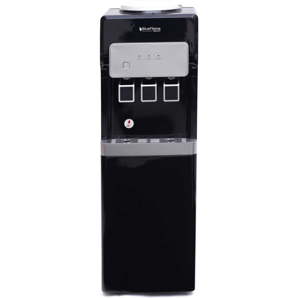 Blueflame Water Dispenser Hot Cold And Normal With Bottom Fridge BF220WDF - Black