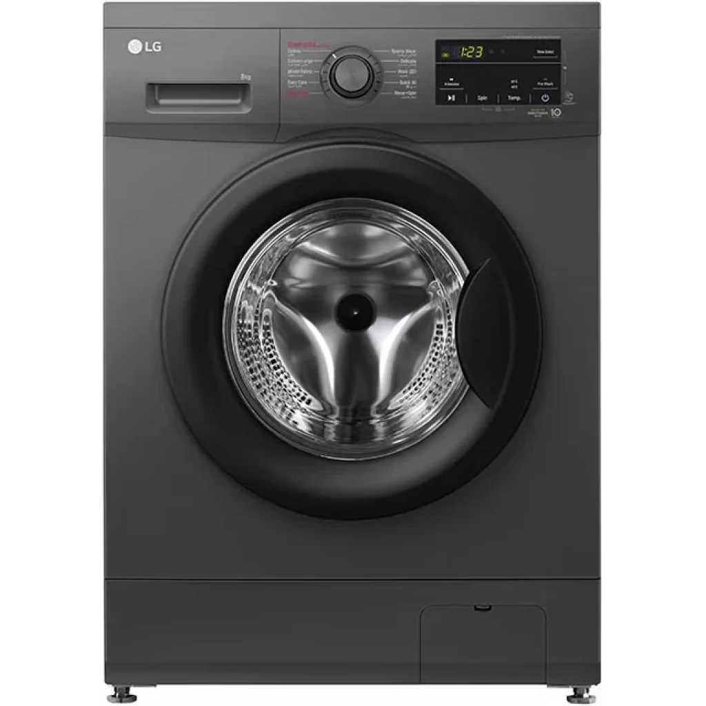 LG F4J3TYG6J 8kg Front Load Washing Machine, Black