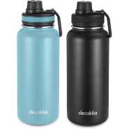 Decakila 900ml Vacuum Flask Double Wall Vacuum Insulated Stainless Steel 2-Pack of Water Bottles| 0.9L, BPA-Free, Dishwasher Safe, Easy to Carry [KMTT027B]