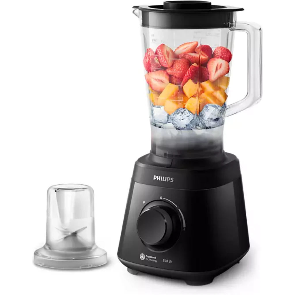 Philips Blender 3000 Series, ProBlend System, 2L Plastic Jar, 550W, 2 Speed Setting + Pulse, Black, HR2141/90
