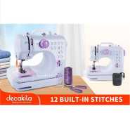 Decakila Mini Sewing Machine With 12 Built-in Stitch Patterns 4 AA Batteries, Double Thread, Double Speed KUTT031W