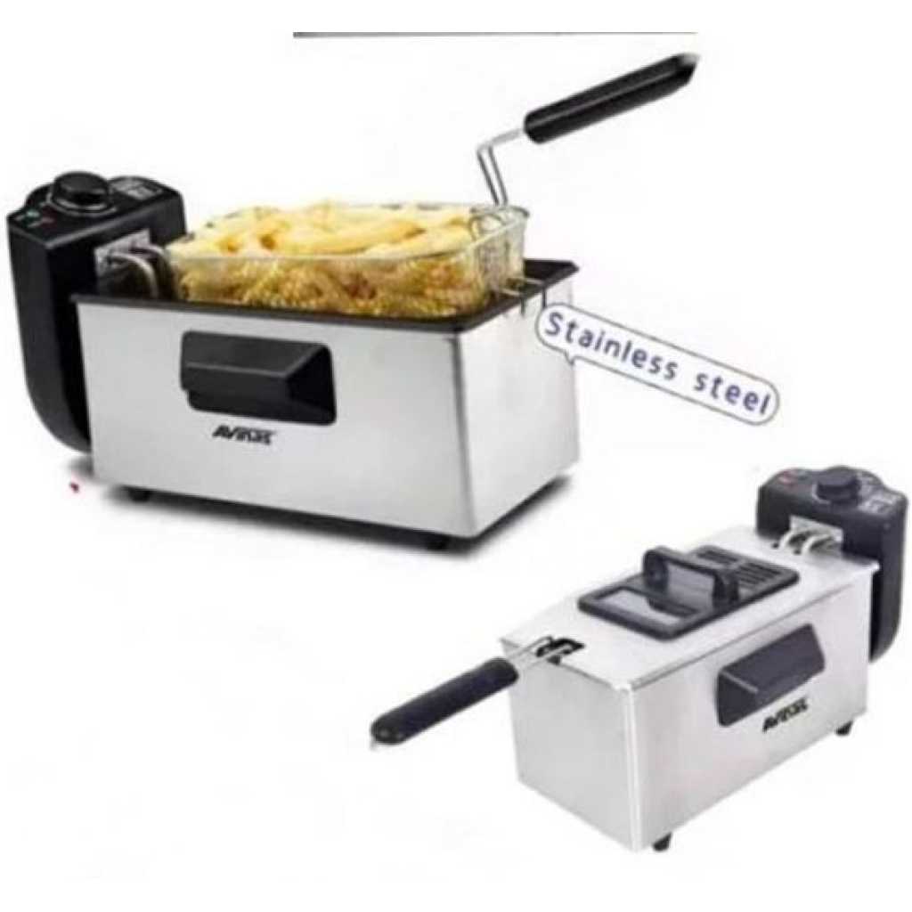 Avinas 3.8 Litre Oil Chips Chicken Deep Fryer With Removable Bowl & Thermostat - Sliver