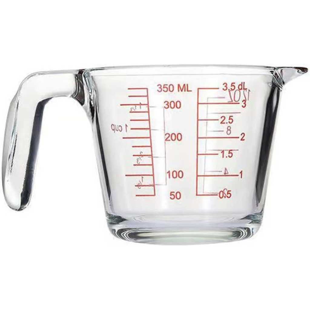 350ml Glass Measuring Cup, 1 1/3-Cup Tempered Glass Liquid Measuring Cups, 12oz With Handle And 3 Scales (OZ, Cup, ML), Transparant, Dishwasher, Freezer, Microwave, And Preheated Oven Safe