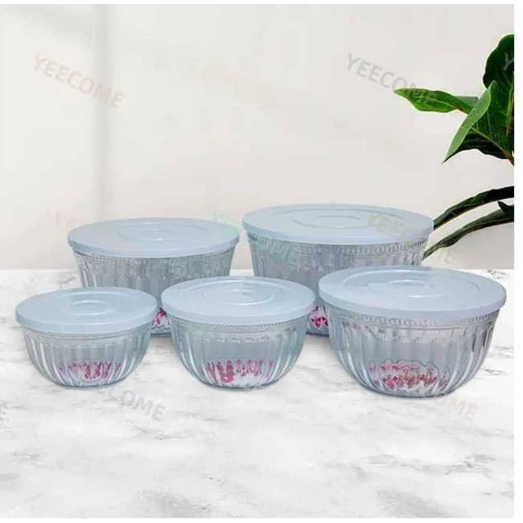 5 Pieces Of Clear Plastic Salad Bowls with Airtight Lids, Disposable To Go Salad Containers for Lunch, Meal, Party, BPA Free Clear Mixing Bowls for Acai, Green Salads, Fruits, Nut