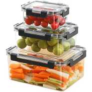 3-Piece Clear Acrylic Sealed Food Storage Containers with Lids Box For Fruit Food Transparent kitchen storage Fridge Containers Lunch Box