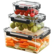 3-Piece Clear Acrylic Sealed Food Storage Containers with Lids Box For Fruit Food Transparent kitchen storage Fridge Containers Lunch Box