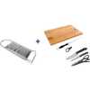 6Pc Kitchen Knife Set With Wooden Chopping Board + A Grater- Silver, Black