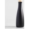 Distinguished Double Wall Stainless Steel Matt Black Flask Bottle With Bamboo Lid - 500ml