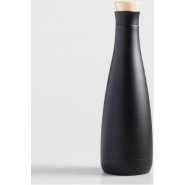 Distinguished Double Wall Stainless Steel Matt Black Flask Bottle With Bamboo Lid - 500ml