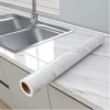 Self-Adhesive Wall Sticker Waterproof Anti Mode and Heat Resistant Drawer 60cm X 200CM Kitchen Oil Proof Foil Stickers Kitchen Backsplash Wallpaper - White Marble 03 (60cm X 200cm) -Multicolor