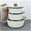 Round Ceramic Casserole Pot Tableware Candle Fire Heating Hotel Dry Soup Pot With Golden Lid