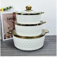 Round Ceramic Casserole Pot Tableware Candle Fire Heating Hotel Dry Soup Pot With Golden Lid