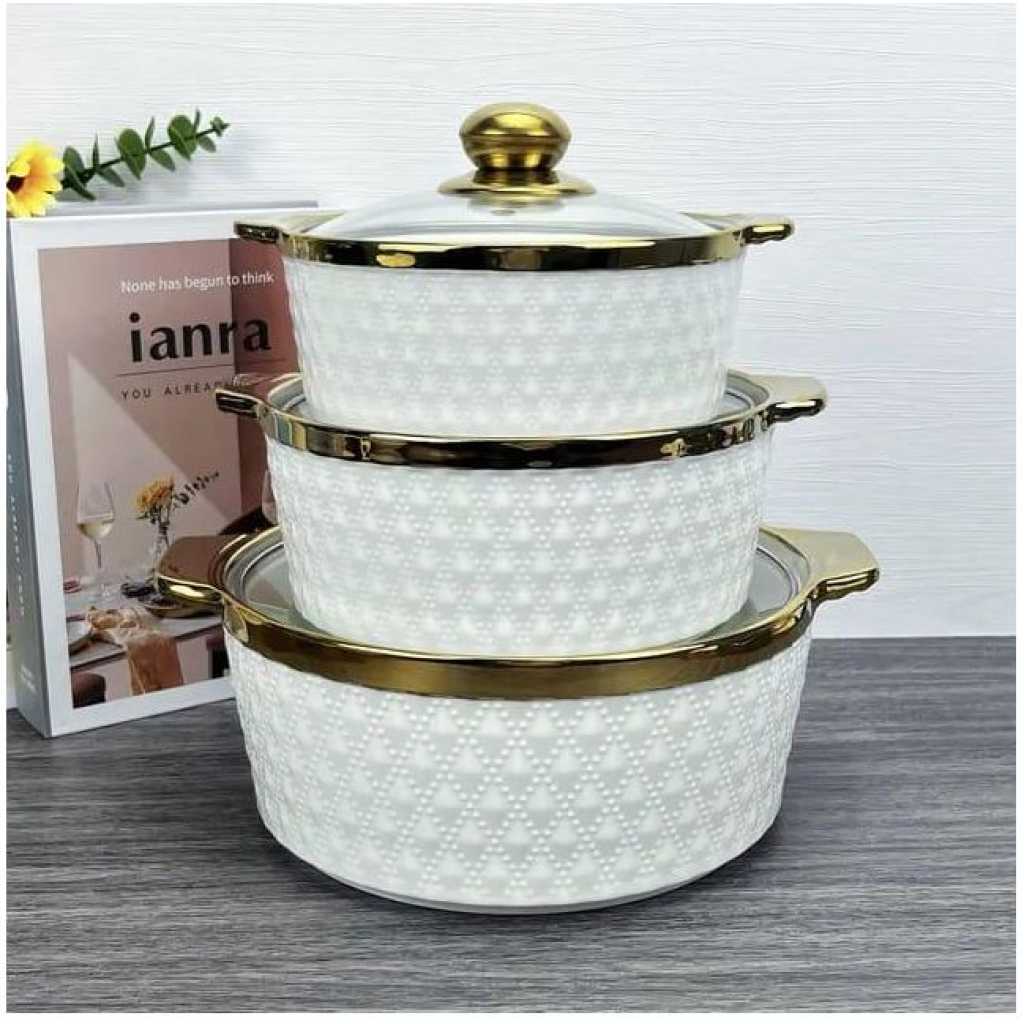 Round Ceramic Casserole Pot Tableware Candle Fire Heating Hotel Dry Soup Pot With Golden Lid