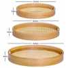 Bamboo Wooden Round Serving Tray Set of 3pcs- Cream