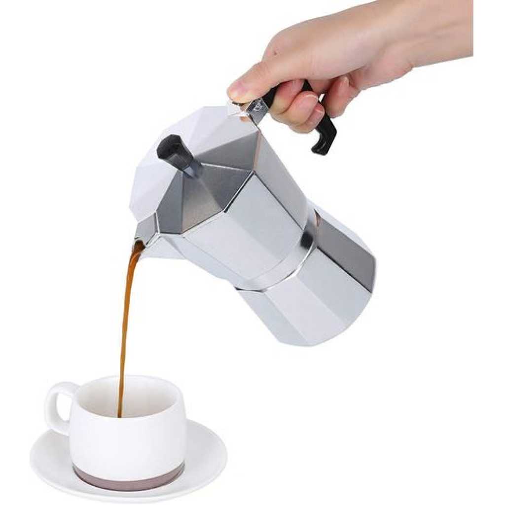 Moka Express Iconic Stovetop Espresso Maker, Makes Real Italian Coffee, Moka Pot 9 Cups (14 Oz - 420 Ml), Aluminium, Silver