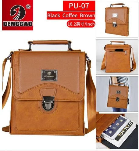 DENGGAO 10.2 Inch Leather Messenger Crossbody Shoulder Bag For Men Work Business Casual Adjustable Straps- Multicolor