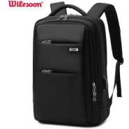 Wiersoon Backpack Laptop Waterproof 15.6 Inch Daily Work Business Backpack Men School back pack mochila Men's Backpack Female- Black