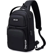 Anti Theft Bag For Men Women, Sling Bag, Man Bags For Men Cross Body, Casual One Shoulder Backpack With USB Charging Port For Travel, Hiking, Commute -Black