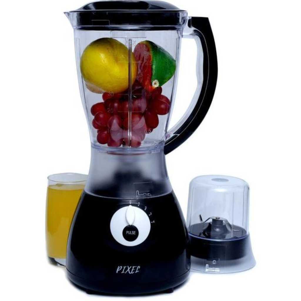 Pixel 1.5 Litres Jar Blender, 2 In1 Double - Black